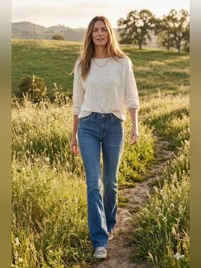 Elevated Closet NWT tall medium 
wash denim 5 pocket flare. 
MRP $100 sz 27/38